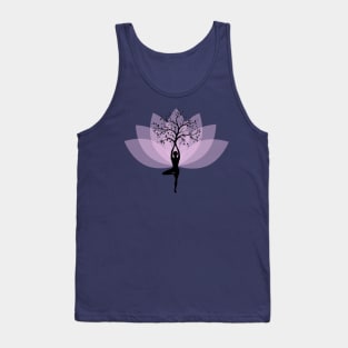 Yoga Vrikshasana Tree Pose with Lotus Flower Tank Top